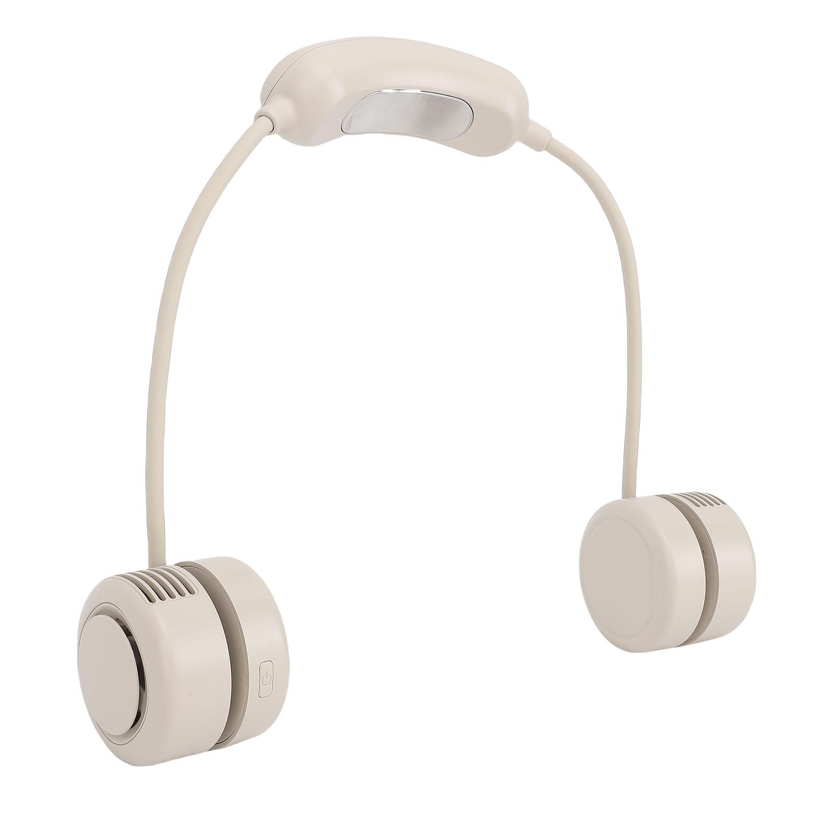 

Neck Hanging Fan 3 Gears Adjustable Ergonomic Design Quiet Foldable Wearable Neck Fan for Beach Cycling Beige бежевый
