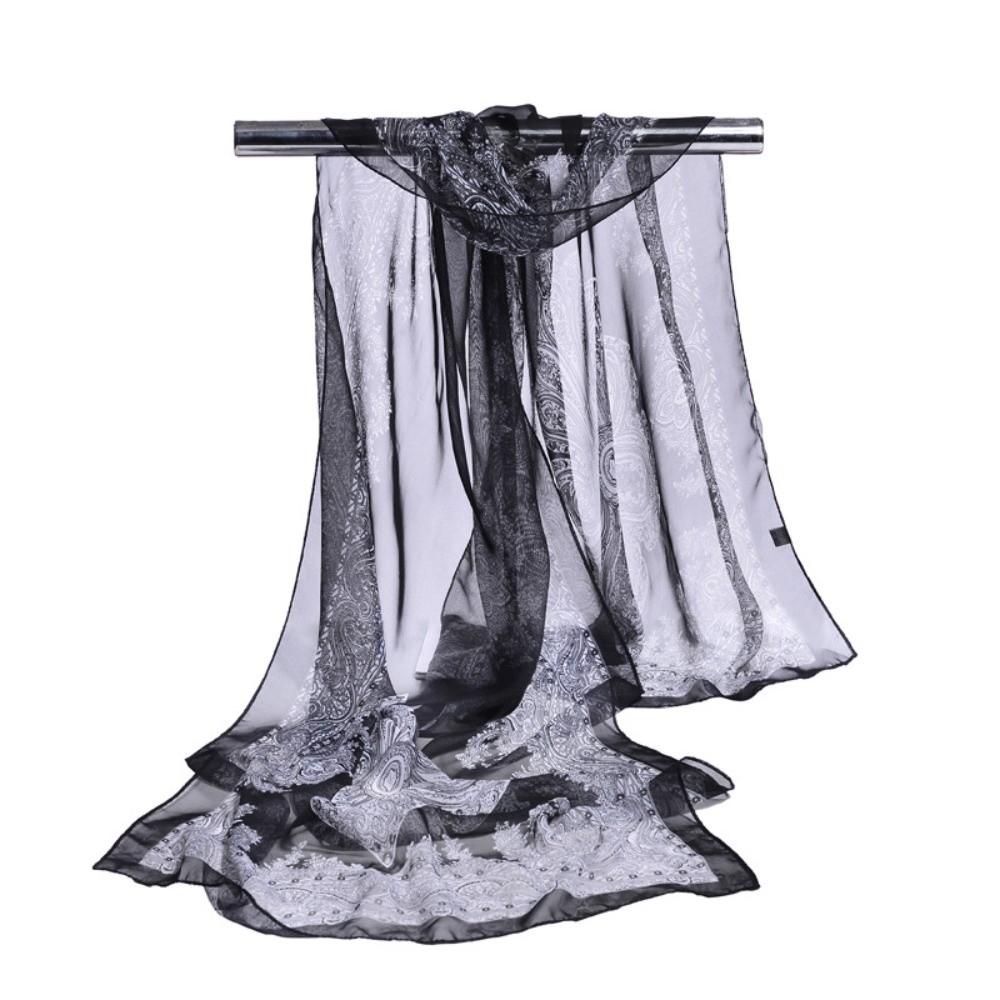 160*50cm Long Wrap Shawl Sunscreen Beach Gauze Scarf Elegant Chiffon Scarf for Women