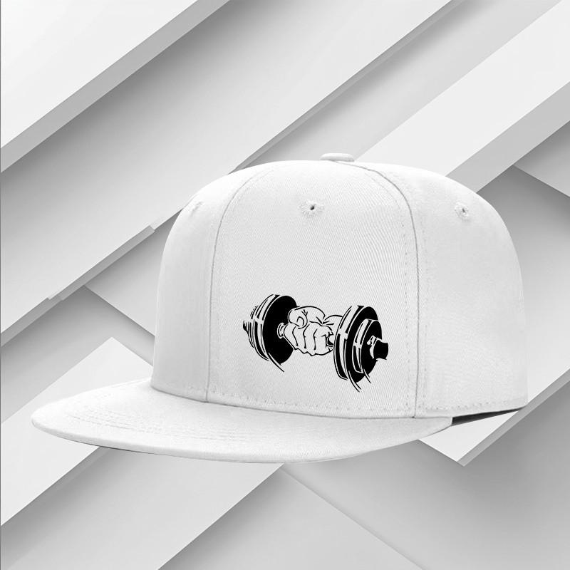 Dumbbell Fist Print Snapback Cap Polyester Casual Street Style Unisex Adult Headwear One Size