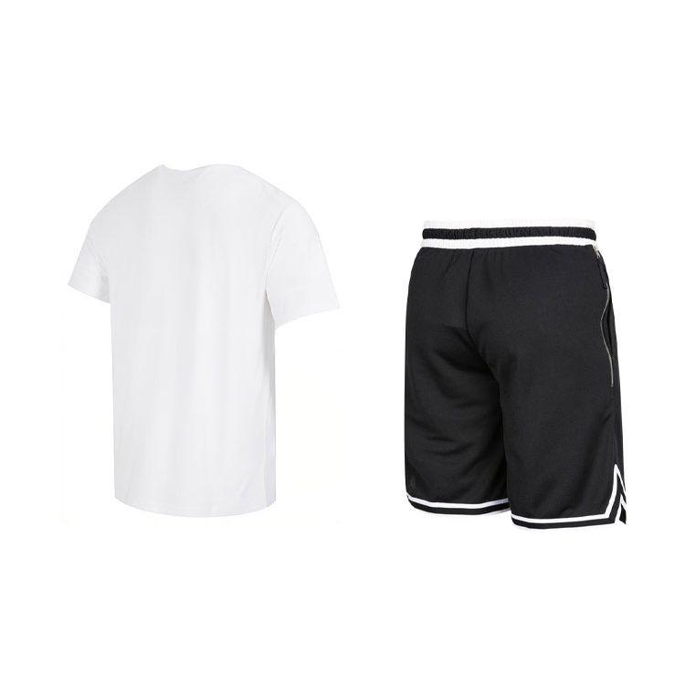 Nike Logo Training Comfortable Crew Neck Short Sleeve T-Shirt Color Block Knitted Shorts Casual Sports Set Men Sets DV9840-100+DH7161-010