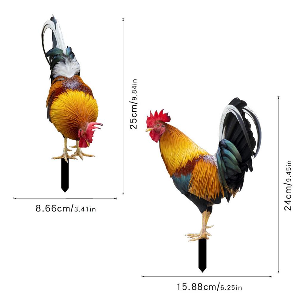 Chicken Animal Statue Stakes Acrylic Sign Floor Decoration Chicken Statue for Courtyard Yard Art Sculpture Pathway Porch Lawn