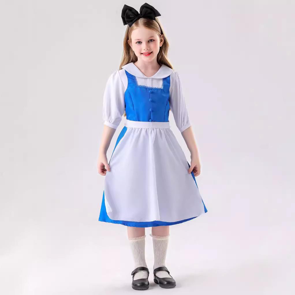Halloween COS Alice Maid Costume Cute Girl Maid Dress Blue Performance Cosplay Outfis Fancy Halloween Carnival Festival Birthday Party Children
