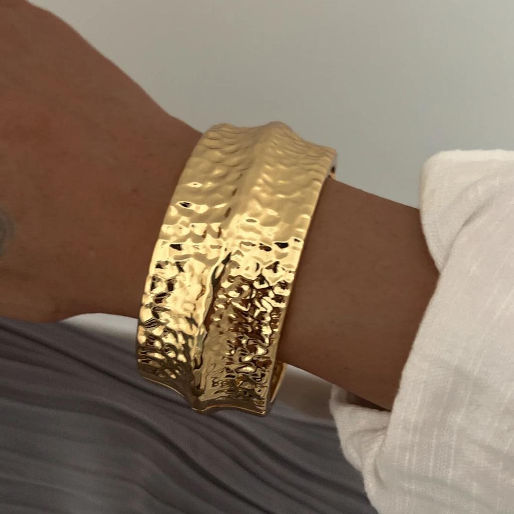 DIEZI Exaggerated Irregular Heavy Metal Bangles Fashion Vintage Hip Hop Geometric Bangles Bracelets For Women Men Party Jewelry