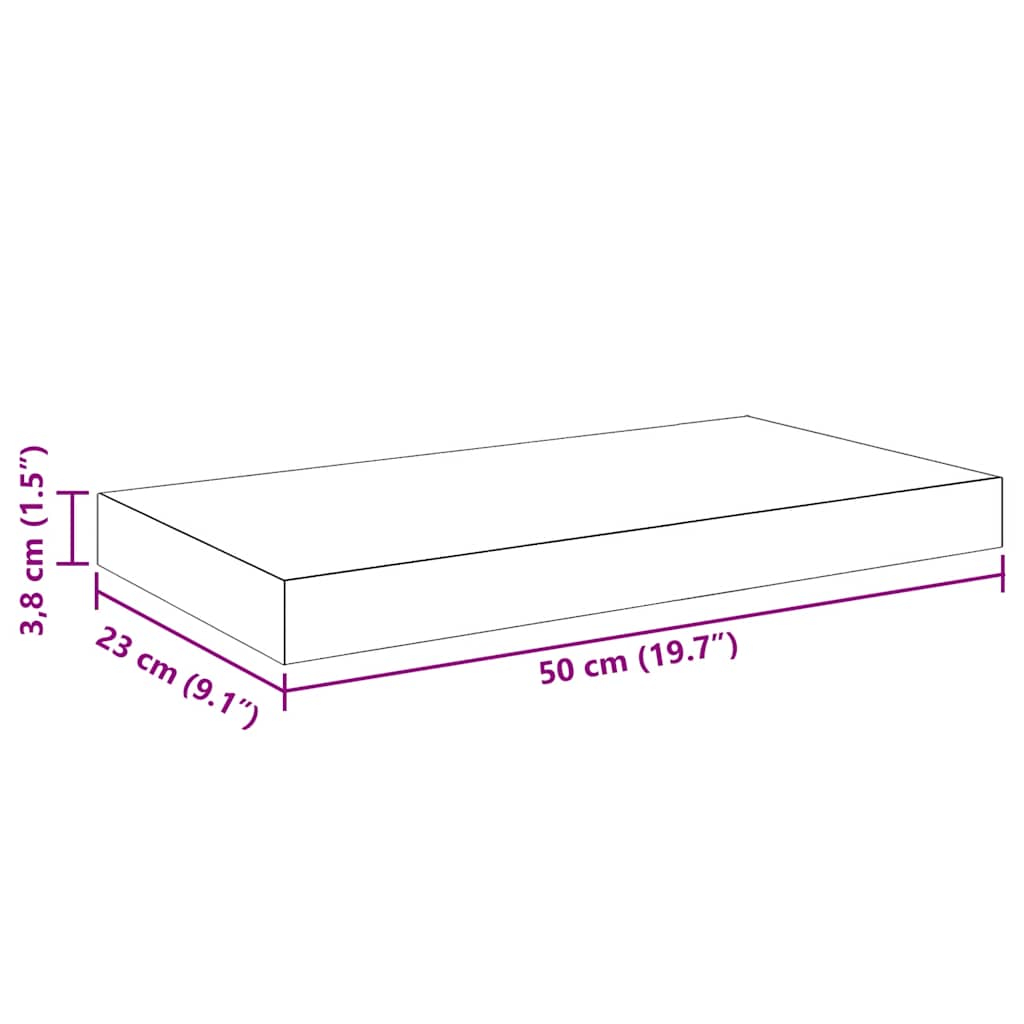 Floating Shelves Set (4 pcs) High Gloss Black 50 x 23 x 3.8 cm MDF