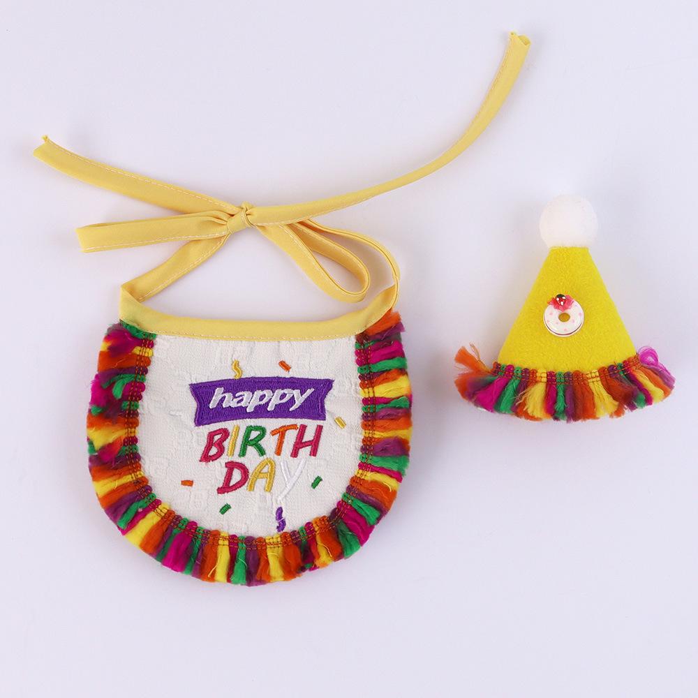 Colorful Tassel Pet Bib Set: Birthday Triangle Scarf for Cats & Dogs