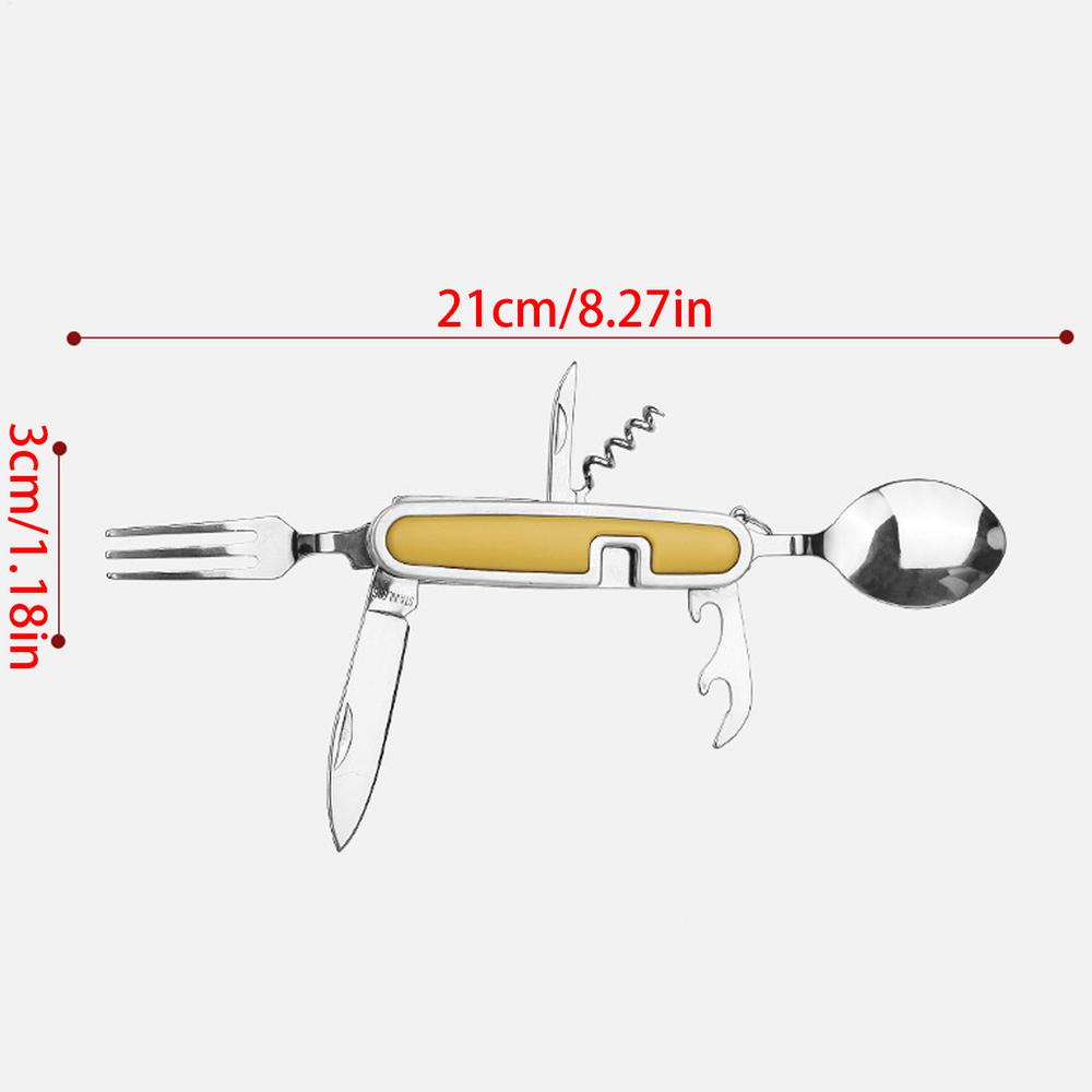 Camping Cutlery Stainless Steel Travel Cutlery Foldable Utensil Rust-Proof Multi-Functional Flatware For Backpacking RV Camping