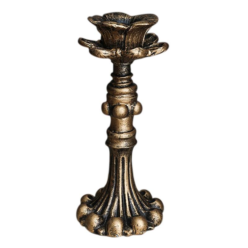 Retro Resin Candle Holder Nostalgic Antique Candlestick Antirust Candle Stick Home Wedding Ornaments Table Center Vintage Decors