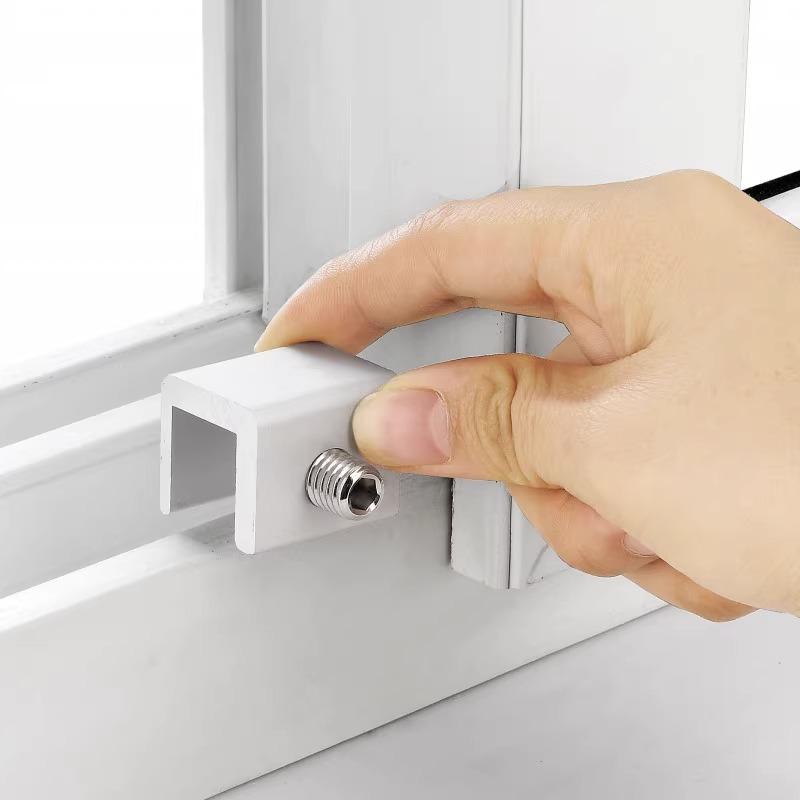 Window Lock, Adjustable Sliding Door Lock With Key, Aluminum Window Security Safety Locks For Kids & Pets