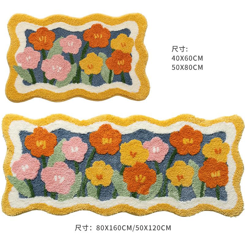 Cartoon Bathroom Carpet Absorbent Soft Floor Mat, Bedroom Bedside Decorative Floor Mat