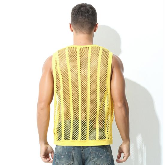 Summer Men Vest Round Neck Sleeveless Ultralight Quick-drying See-Through Sexy Tank Top Fitness Singlets for Female