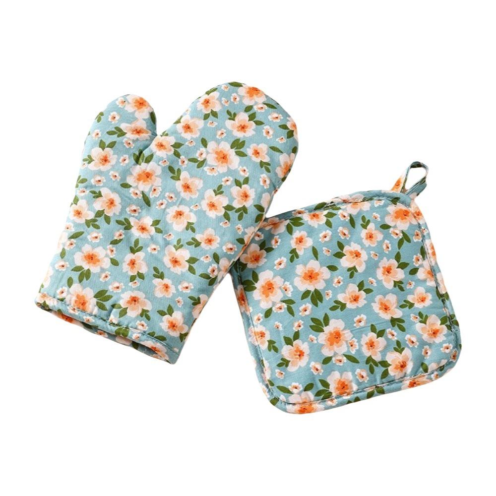 

2Pcs Cotton Linen Oven Mitts and Pot Holders Heat Insulation Baking Gloves Hot Pot Cooking Style2