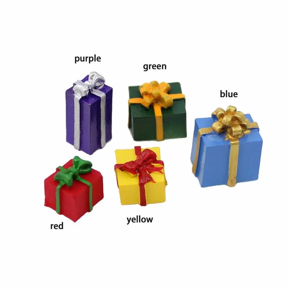 10PCS Ornaments Simulation Decoration Accessories Miniature Christmas Gift Box Resin Jewelry 1/12 Scale