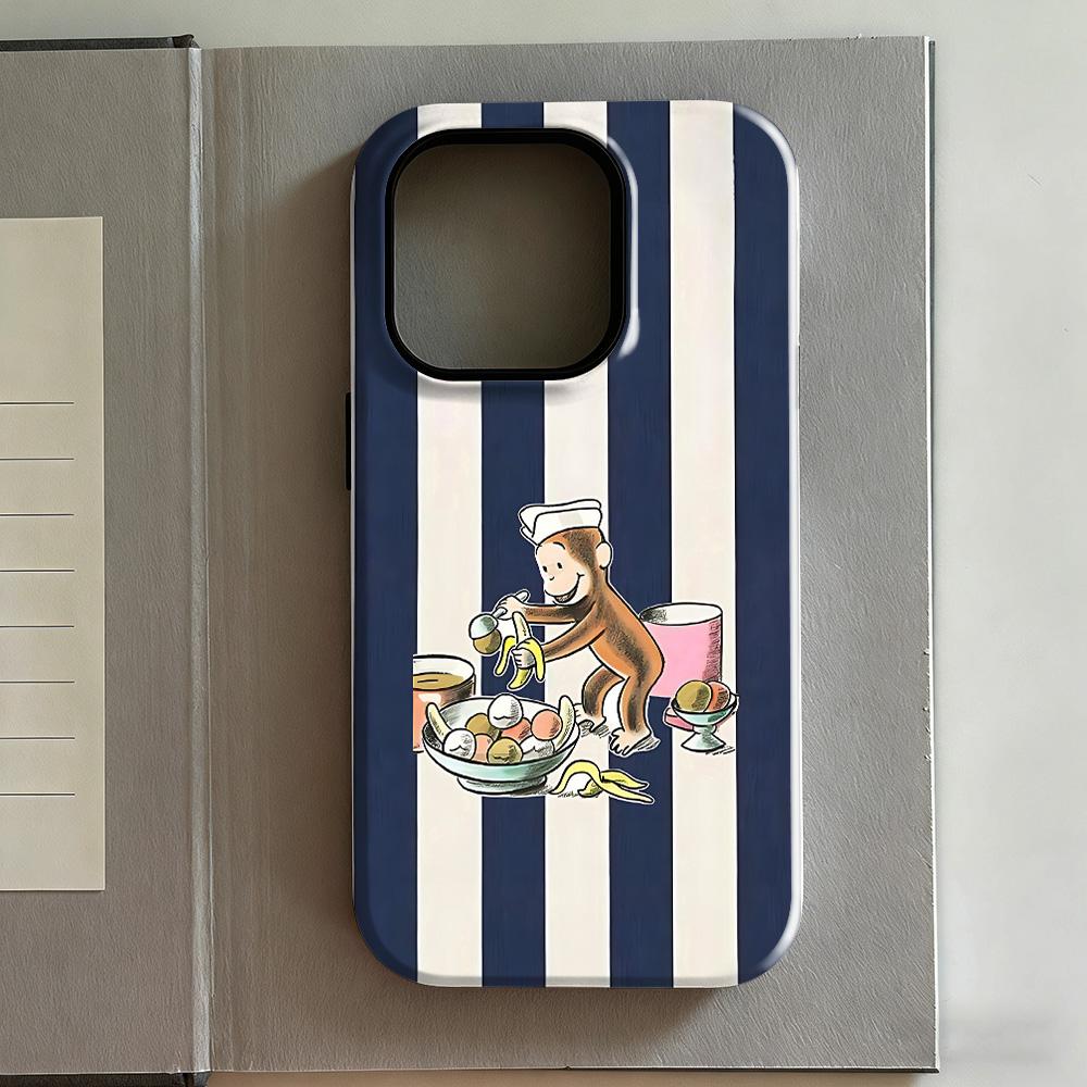 Clmj Cute C-Curious Georges Phone Case for iPhone 17 16e 16 15 14 13 12 11 X XS Air Pro Max Plus Luxury Double-layer Back Cover