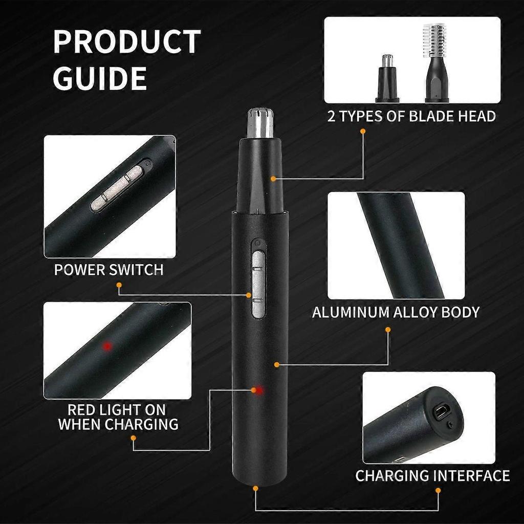 2 In 1 Nose & Ear Hair Trimmer for Women, 2025 Rechargeable Dual-Edge Blade Electric Clipper, Facial & Eyebrow Hair Removal Tool, Powerful Motor, Pain
