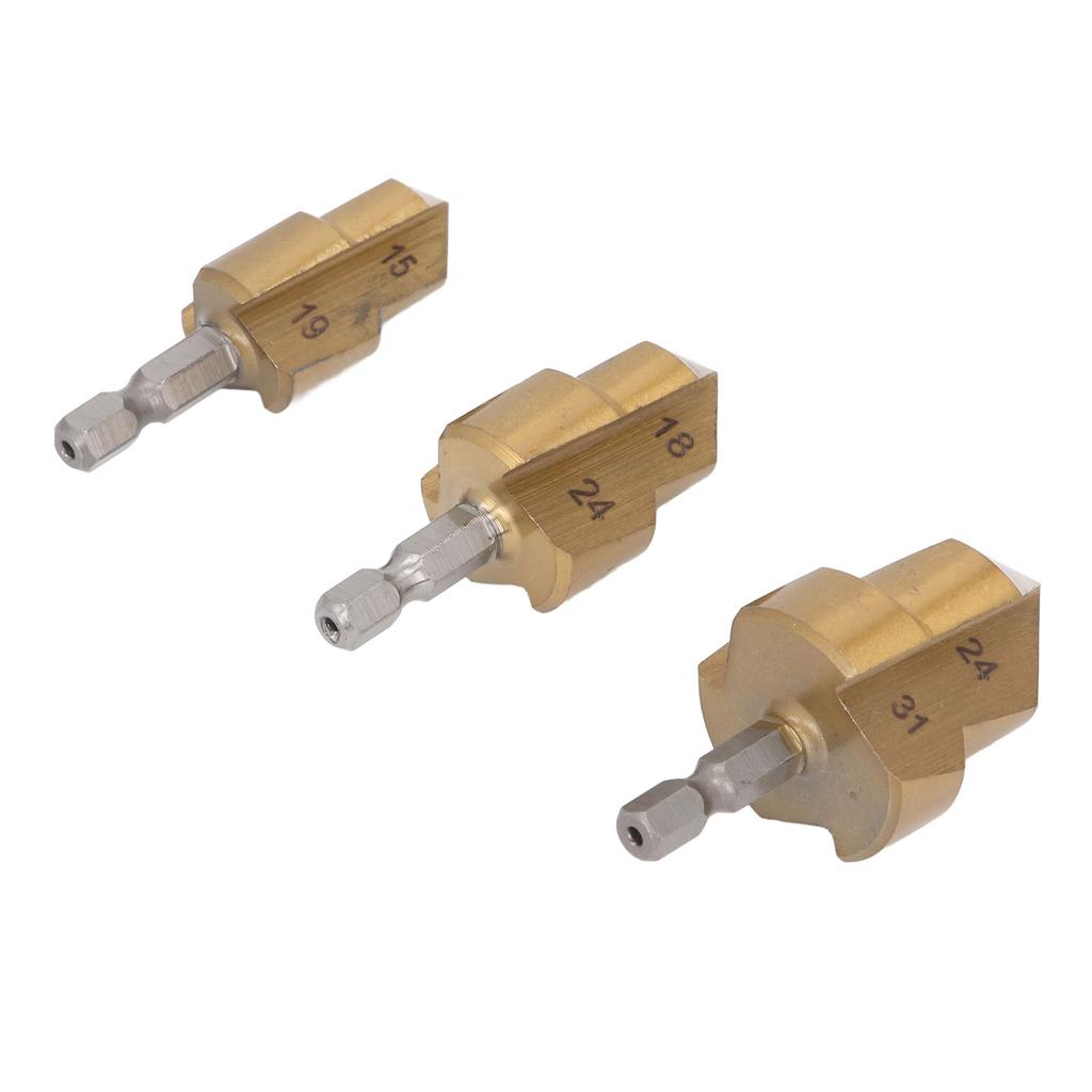 3PCS Set Pipe Reaming Drill Bit Set Hex Shank PPR High Speed Steel Pipe Reamer Bit