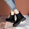 Fashion Brand New Chelsea Boots Soft Leather Ankle Booties Women Autumn Slip-On Platform Shoes Fashion Femme Plush Warm Winter