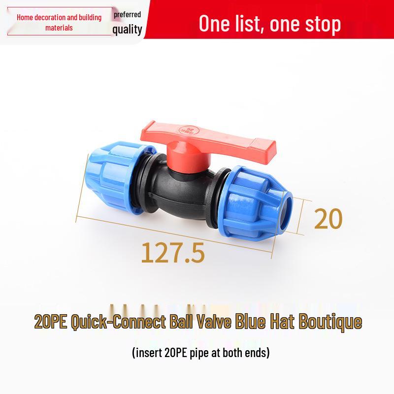 PE Ball Valve Quick Connector - Emergency Repair Valve for 20/25/32 Plumbing Fittings (Tap Water Pipe Accessories)