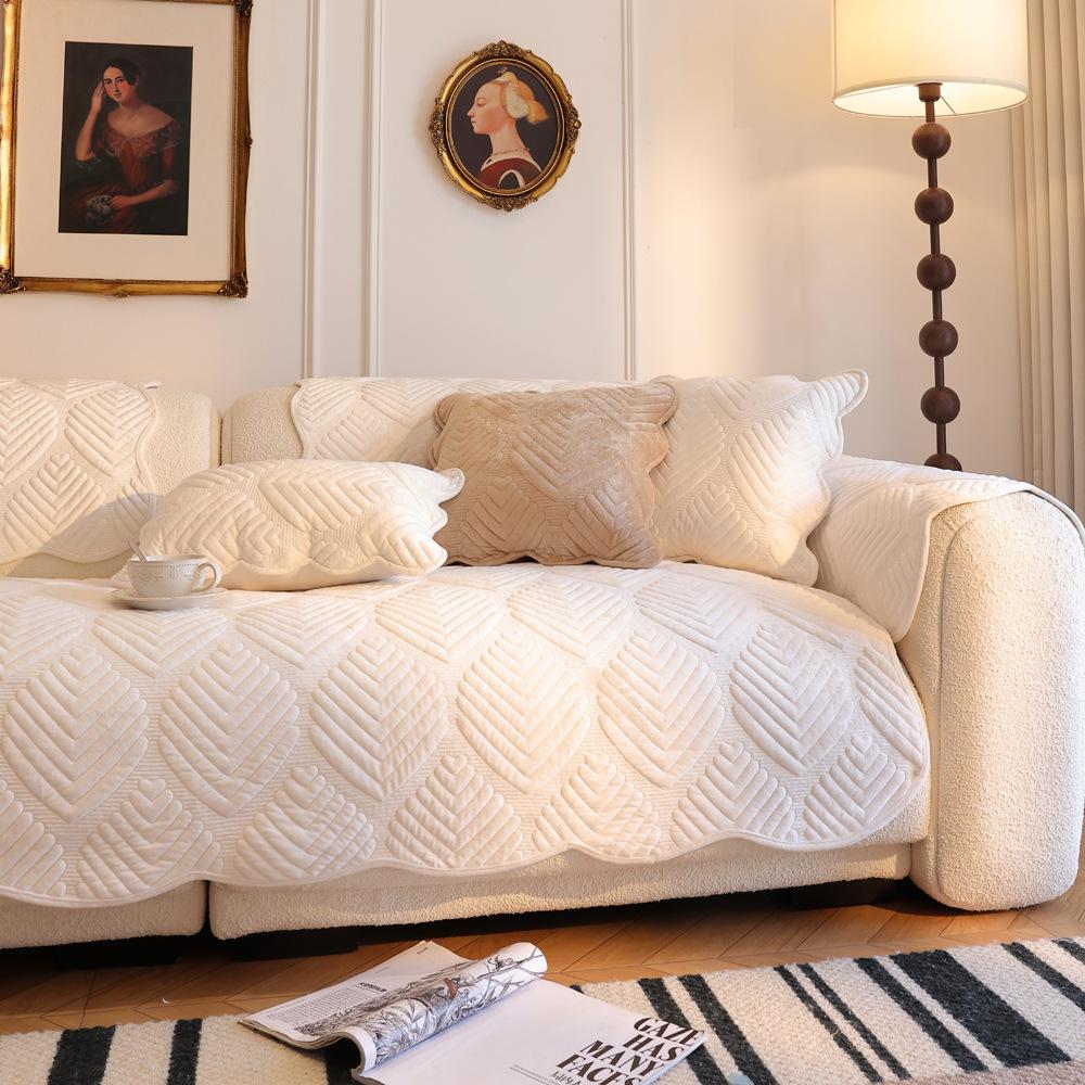 Cross-Border New Milk Fleece Quilted Sofa Cushion Plush Autumn And Winter Sofa Cover Sofa Towel Cover Cloth Seat Cushion