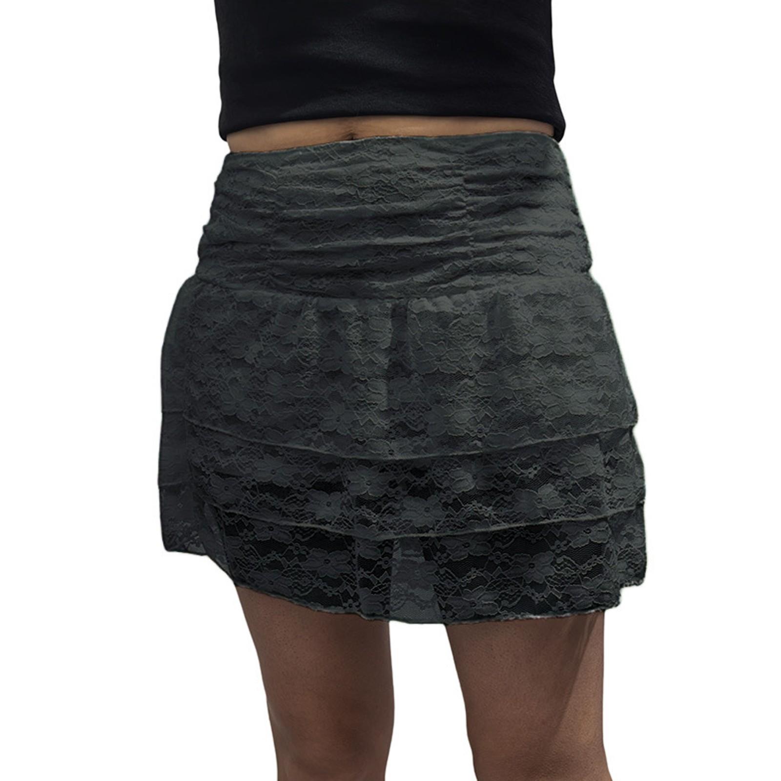 

Короткие юбки для женщин, летняя юбка в стиле бохо, струящаяся, А-силуэт, шифоновая, многоуровневая, плиссированная выше колена S чёрный