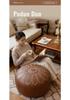 Solid Color Leather Storage Stool with Non-slip Base – Pumpkin Shape Upholstered Ottoman for Living Room or Garden.