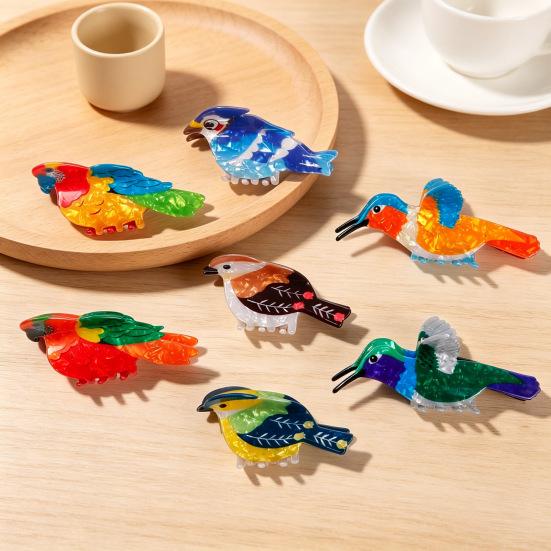 Colorful Bird Hair Claw Clip Strong Hold Non Slip Parrot Sparrow Hummingbird Shape Hair Clamp Hair Accessories for Women Girls
