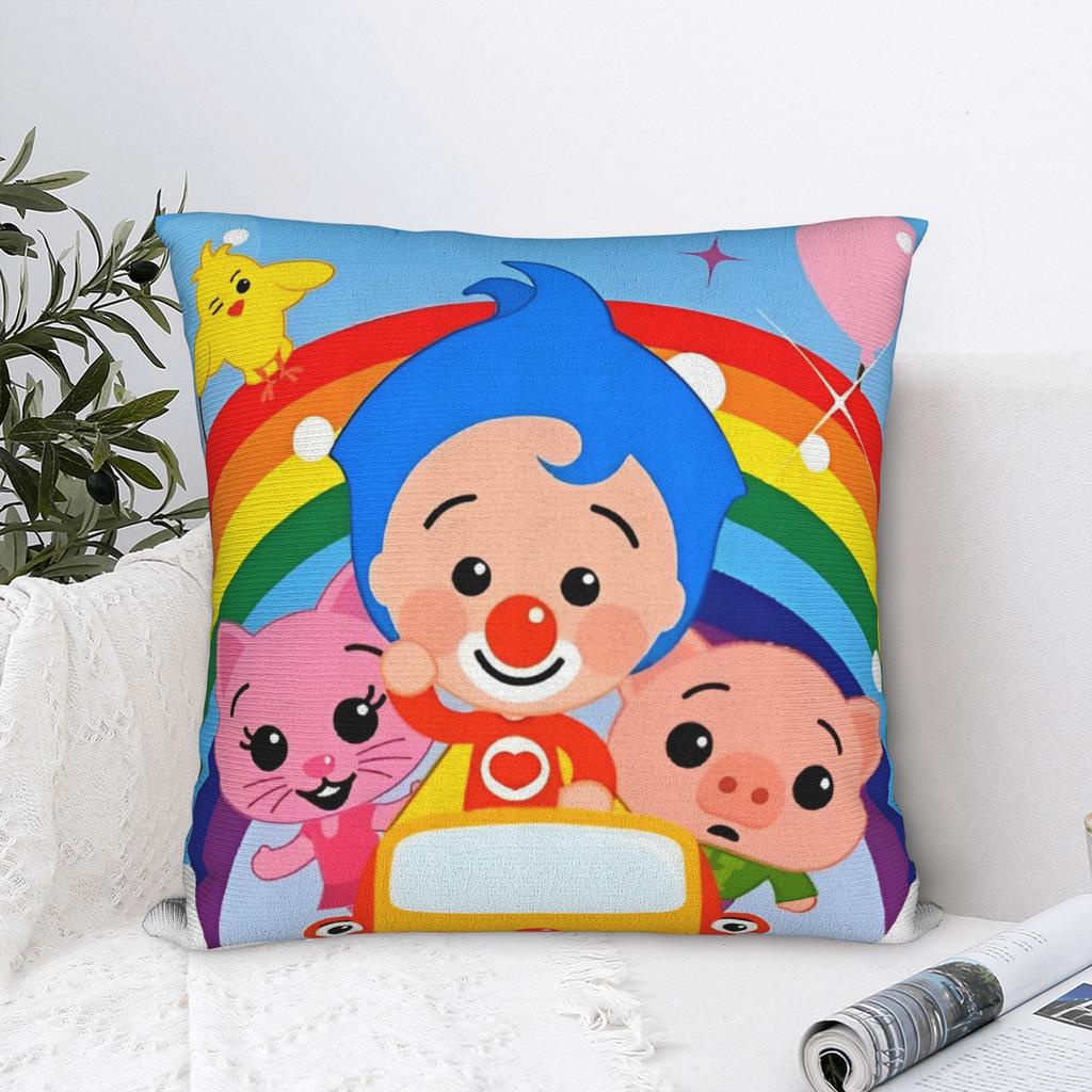 Cartoon P-Plims Quadratische Kissenbezüge Clown Kissenbezüge Individuell Reißverschluss Dekoration Überwurf Kissenbezug für Zuhause 40x40cm