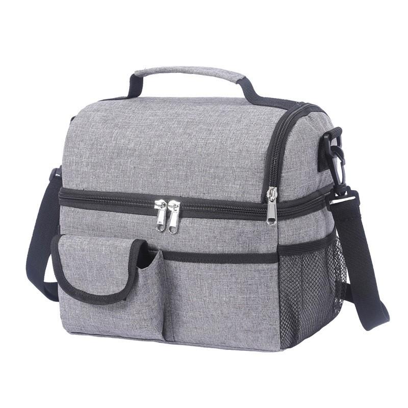 Double Deck Lunch Bag Outdoor Camping Hiking Food Thermal Pouch Child Picnic Drink Snack Keep Fresh Storage Package Bags Handbag