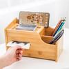 A44Z-Coffee Table Remote Control Holder Collection Cosmetics Receipt Inclusion Organizer Storage Bamboo Wooden Box Racks
