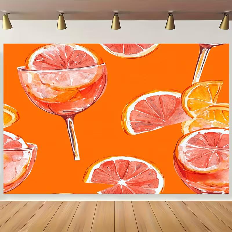 2D Flat Printing Party Backdrop Bright Citrus Drink Pattern Scene 47.2x31.5inch/120*80cm