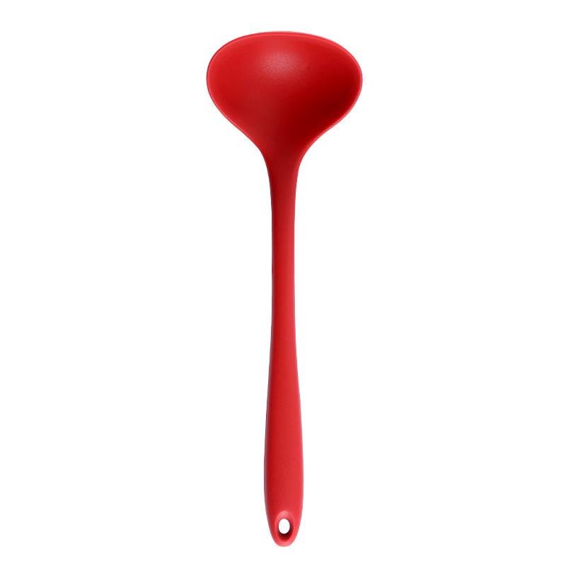 Silicone Kitchenware Set: Non-stick Spatula, Salad Spoon, Slotted Spoon, Rice Spoon, Flour Scoop, Strainer