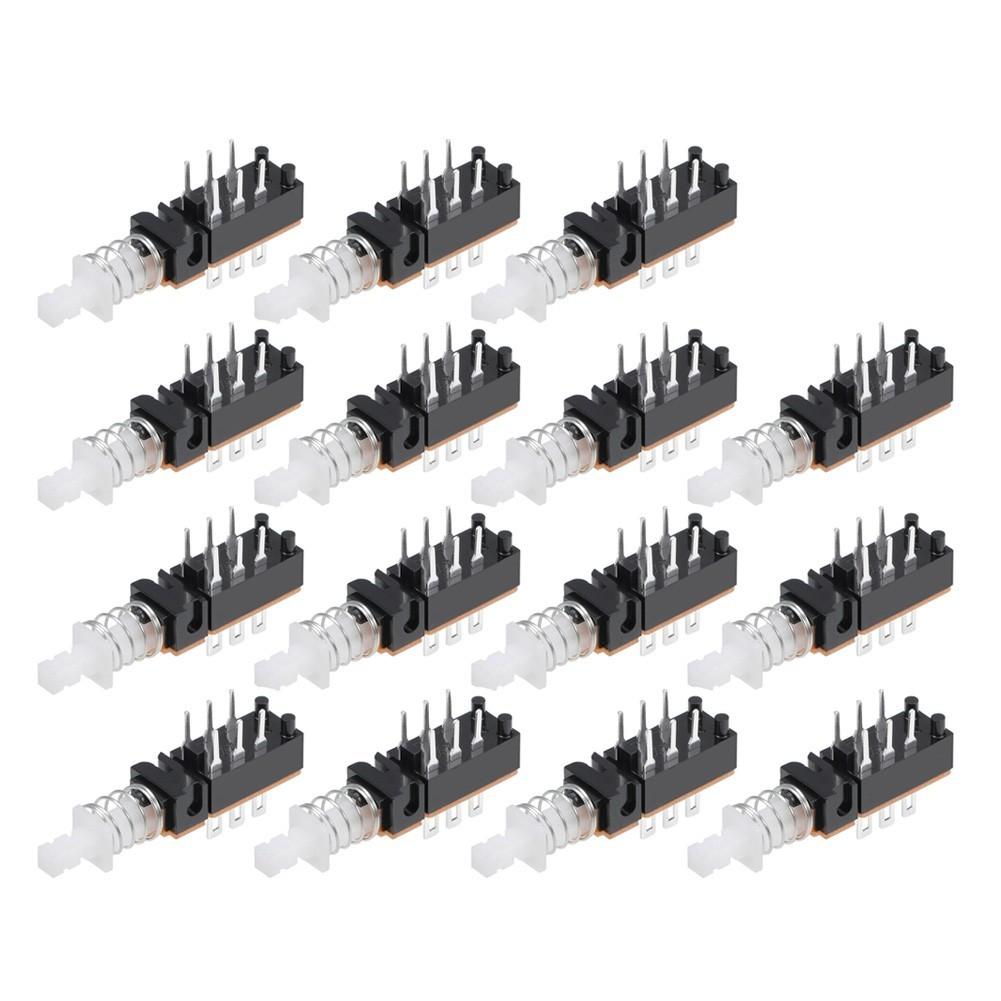 Push Button Switch DPDT 6 Pin 1 Position Self-Locking Black 15pcs