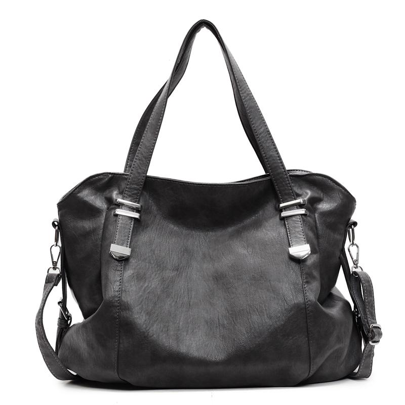 Large Capacity Shoulder Bags for Women Large Shopper Bag Solid Color Soft Leather Crossbody Handbag Ladies Retro Travel Tote Sac