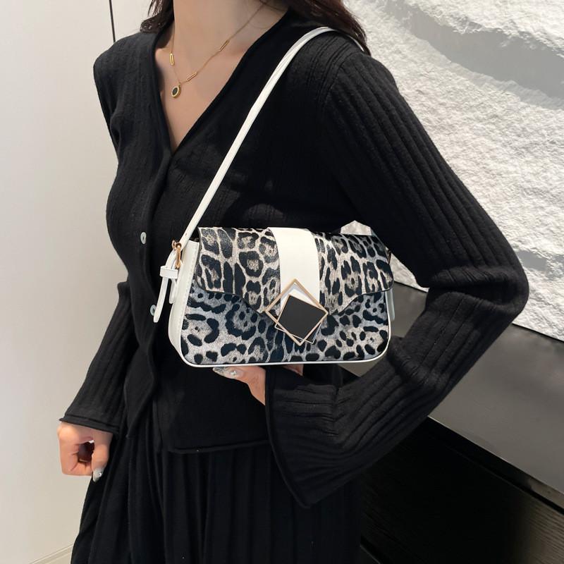 Fashionable Pu Leopard Print Handbag For Women In Elegant Black White Khaki Brown Shades