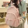 School Bag Large Capacity School Bag Women's New Backpack Lightweight Nylon Solid Color Middle School Student Backpack
