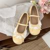 Fashion Women Shoes 2025 Summer New Fashion Bow-knot Lace Women's Ballet Flats Comfort Non Slip  Soft Sole Buckle Strap Mary Jane Shoes