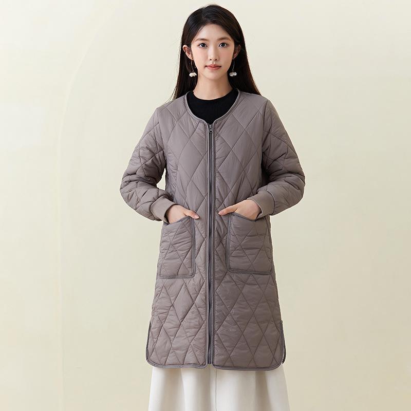 Iarnă Jachetă Lungă cu Fermoar Caldă din Bumbac Mânecă Filetată Jachetă din Bumbac pentru Femei Bumbac Plus Plus Îmbrăcăminte Căptușită Căldură și Confort la Modă 2401