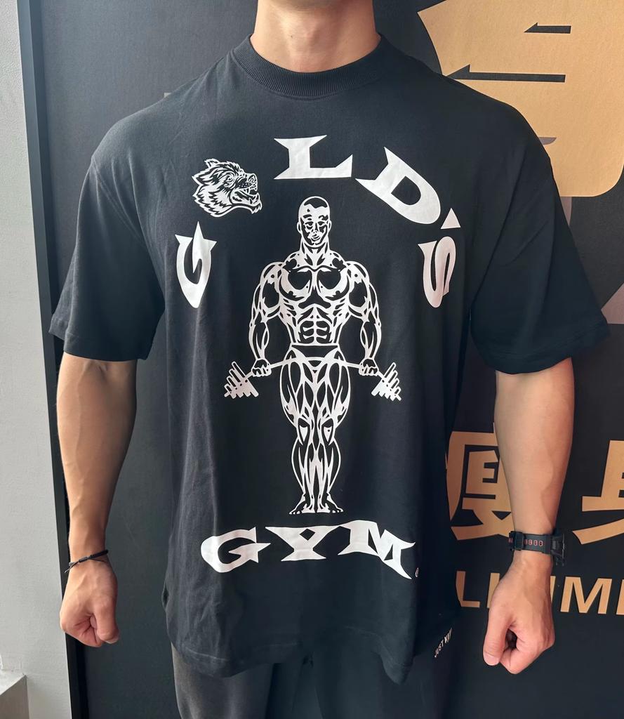 Golds Gym Wolves Forever Premium Oversized Sport Trend Brand Graphic Tshirt Cotton Unisex Unisex Streetwear Tee