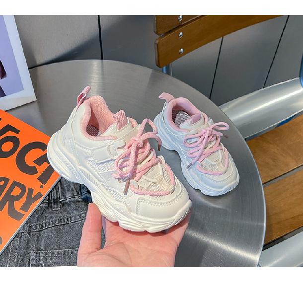 New style girls  dad shoes, spring and autumn children s shoes, mesh sports shoes, spring and autumn breathable casual shoes for girls 26