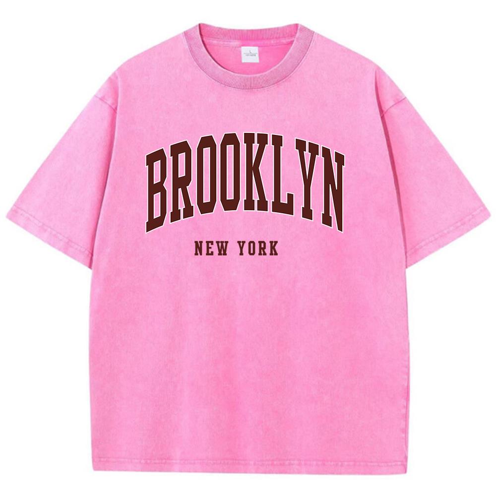Brooklyn New York Letter Print Male Tee Clothing Graphic Comfort T Shirt Cotton Round Neck Tee Shirt Fittingcomfort