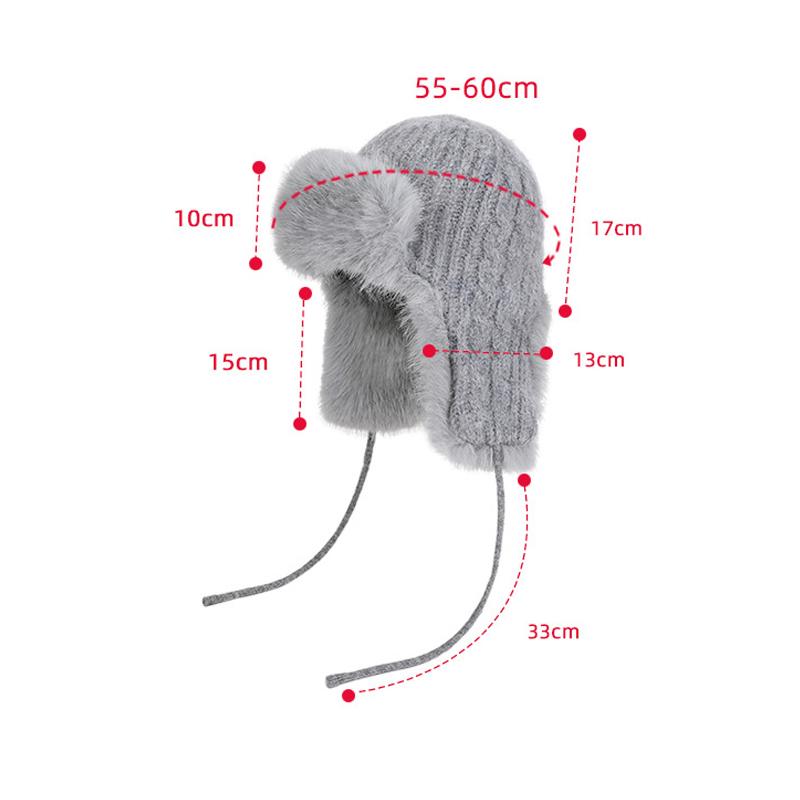 Winter Cashmere Cold-Proof Knitted Hat Women's Outdoor Cycling Warm Ear Protection Cap Bomber Hat