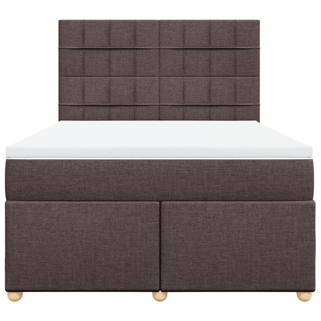 Box Spring Bed with Mattress Dark Brown 140 x 190 cm Fabric