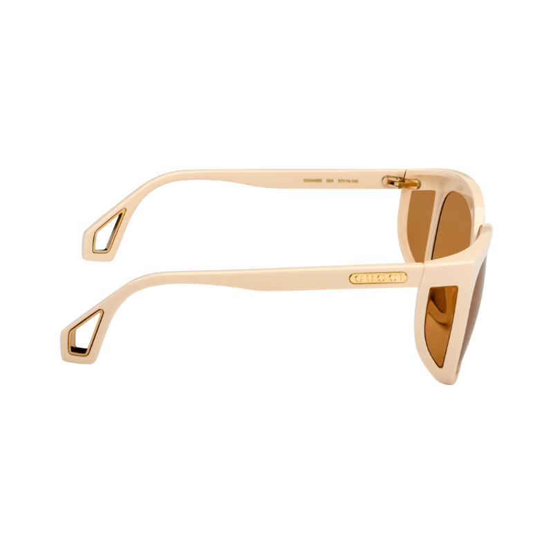 GUCCI Sunshade side lettering plate frame Irregular sunglasses Unisex Couple White