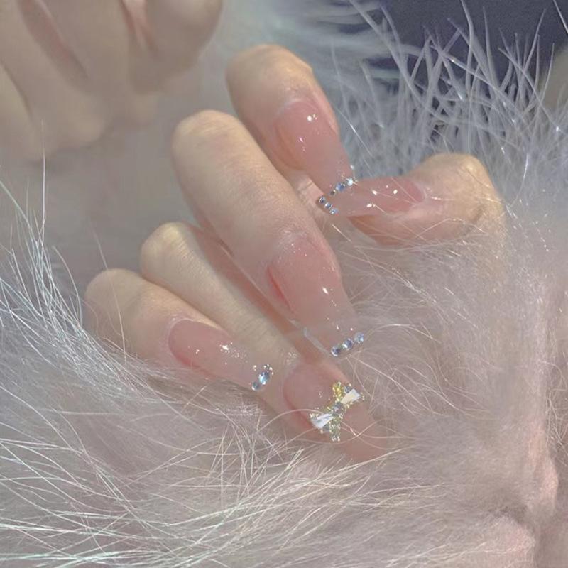 

Butterfly Nail Stickers: Medium Long, Removable, False Nails with Whitening Tips