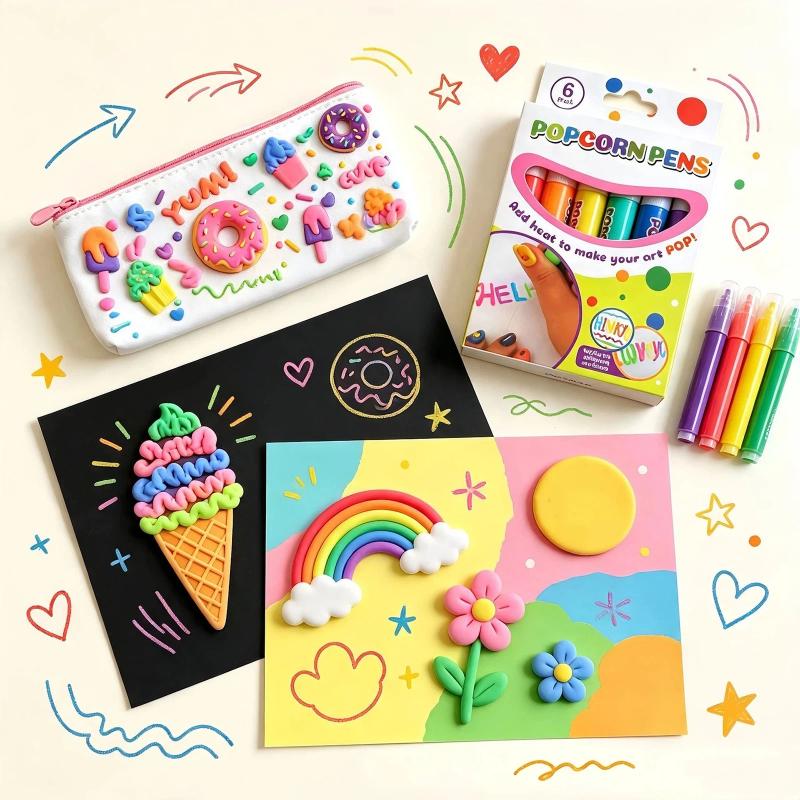 1/6/12 Stück DIY Popcorn-Zeichenstifte Magischer Popcorn-Stift 3D Aufgeblähte Verzierungs-Dekor Graffiti Schreibwaren Für Kinder Weihnachten