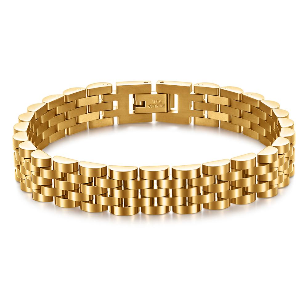 Trendy Minimalist Stainless Steel Gold Color Plated Watch Strap Bracelet for Women/Men Jewelry Gifts Couple Bracelet