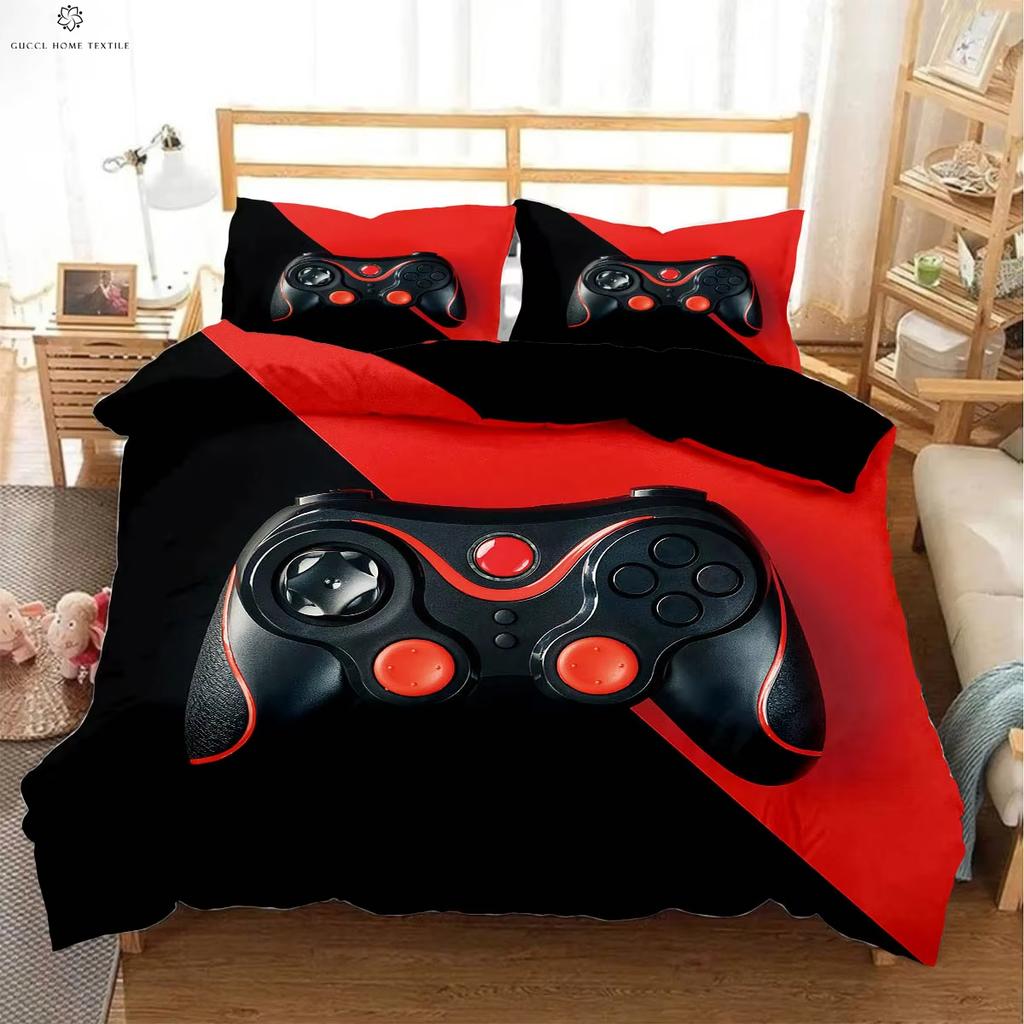 Game Controller Printed Duvet Cover Queen King Size Esports Bedding Set Quilt Cover Pillowcase Kids Gift 3-Piece Set With Zipper