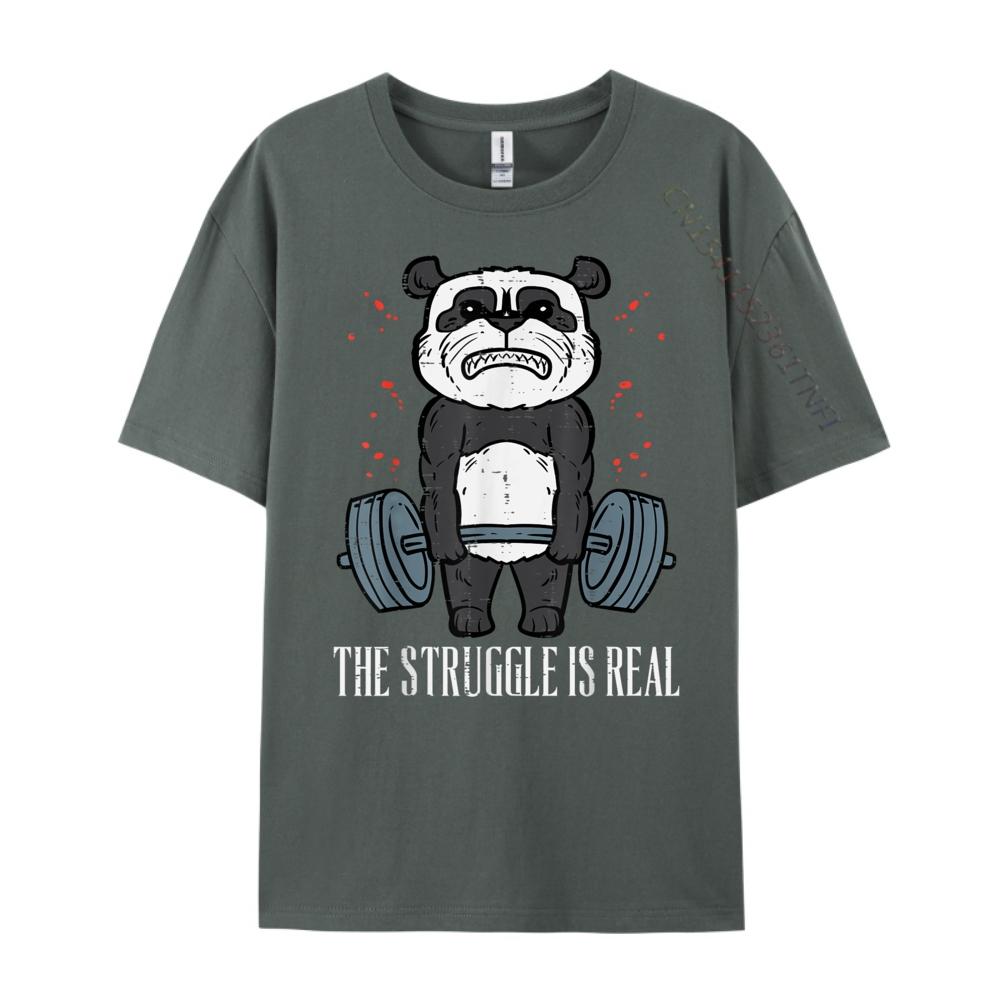 Gym Panda Deadlift Struggle Real Workout Exercise Women Men Christian Tshirt Men Christmas England Style