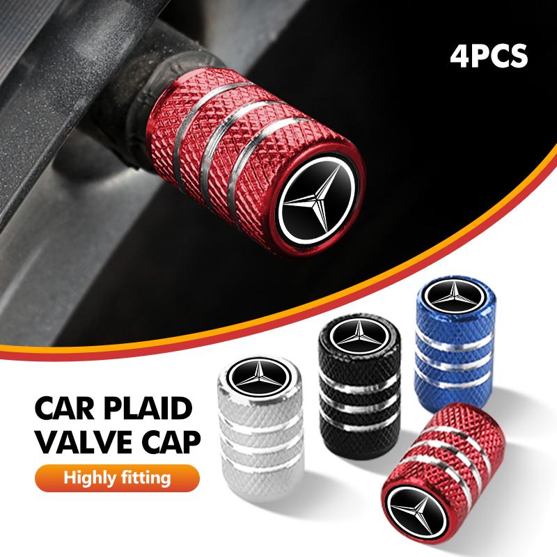 BENZ 4pcs Alloy Car Wheel Tire Valve Protection Cap Dustproof Cover For Mercedes Benz W202 W212 W126 W140 W168 W177 CLS GLE GLC GLS