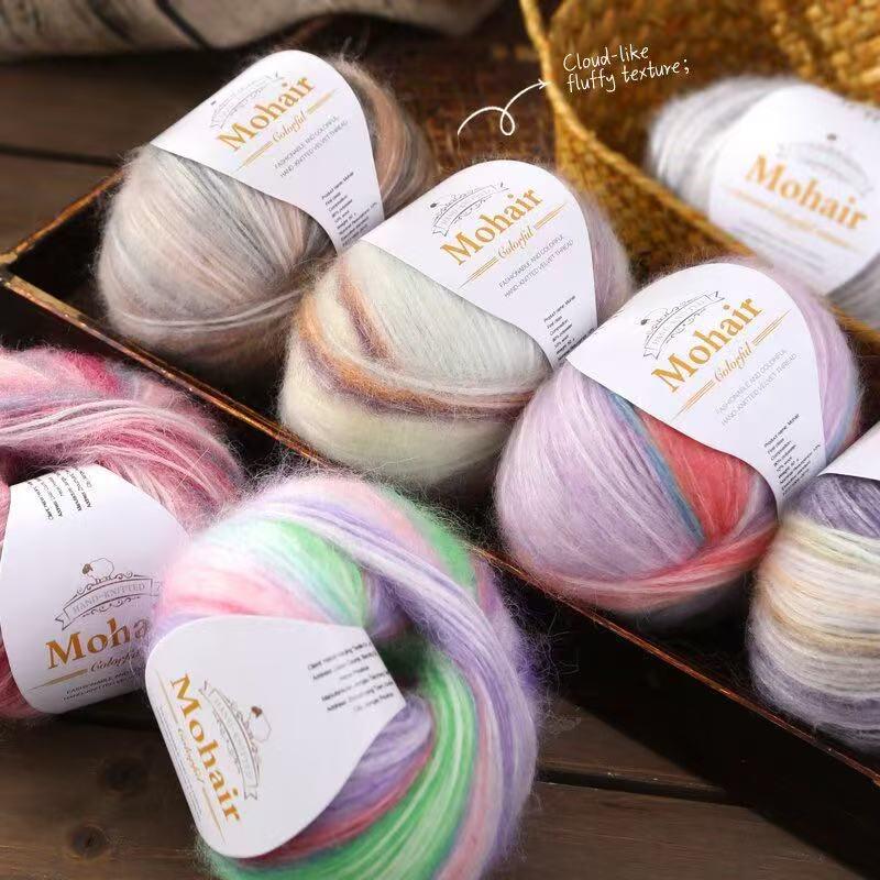Silk Mohair Gradient Yarn for Hand-Knitted Shawls and Sweaters