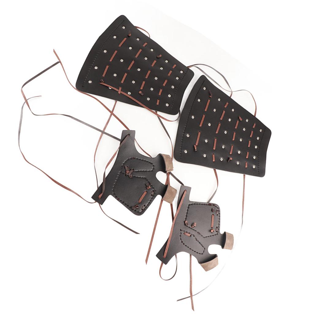 Gauntlet Wristband Medieval Vambrace with Gloves Artificial Leather Arm Armor Rivet Bandage Punk